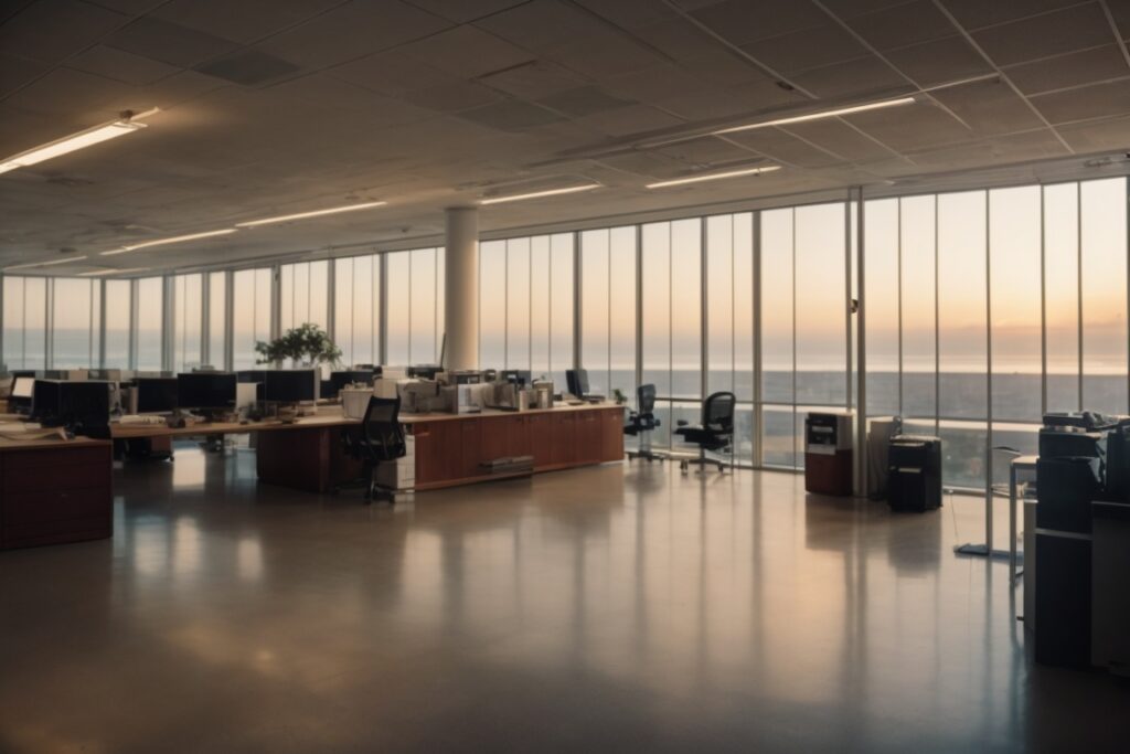Long Island office with sunlight filtering through fading window film