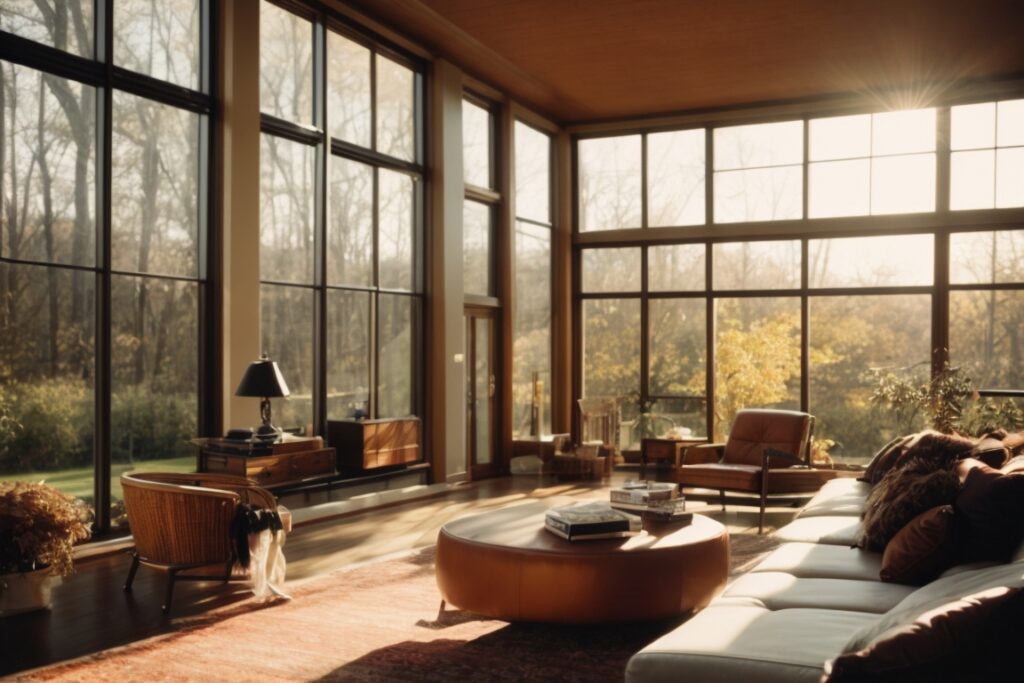 Long Island home with tinted windows and sun glare