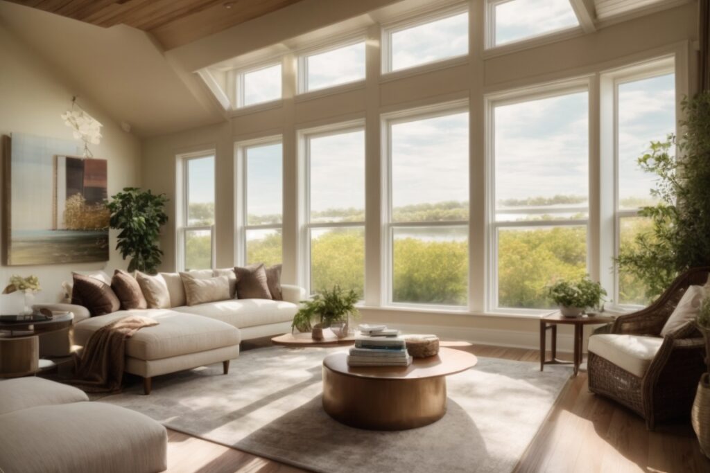Long Island home with window tints reducing energy usage